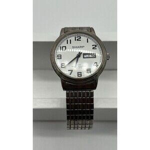 Sharp Men's Quartz 100ft Water Resistant Watch Date Day Time Japan Movement